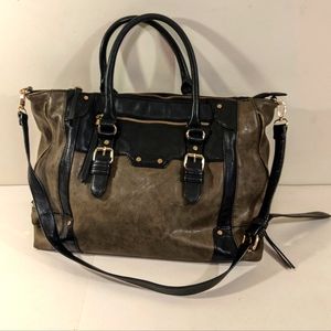 Vegan Leather Tote Army Green Black Sole Society